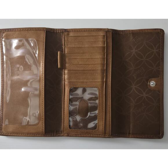 Fossil Women's Soft Leather Brown Large Bifold Snap Shut Wallet - Picture 4 of 10